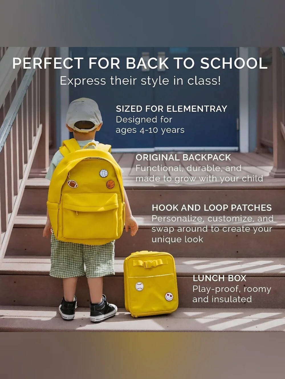 Parker Kids Co. Original Starter Set: Backpack, Lunch Box & 5 patches (4-10) NEW